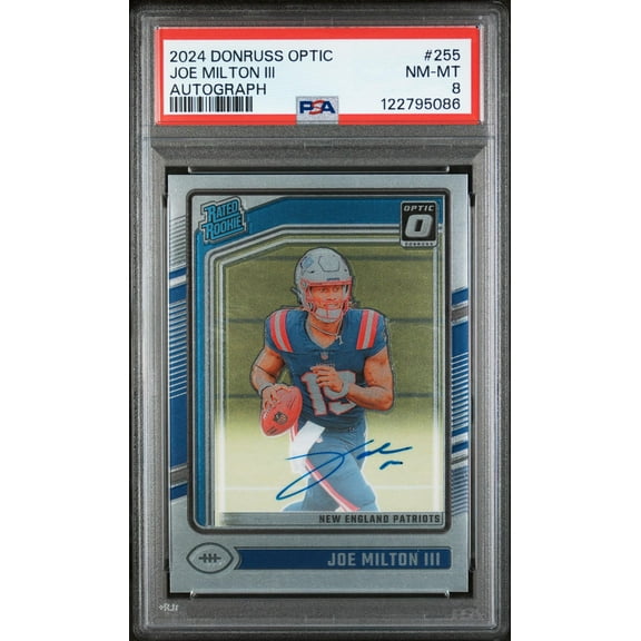 2024 Panini Donruss Optic Rated Rookie Joe Milton III #255 RC Auto /325 PSA 8
