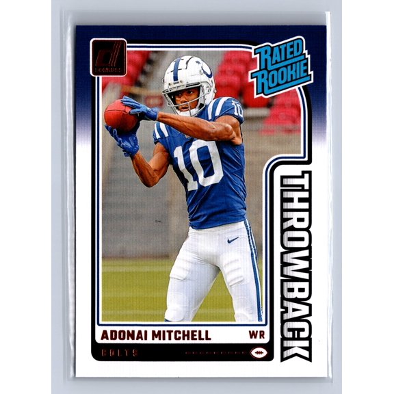 2024 Panini Donruss Rated Rookie Throwback Adonai Mitchell Indianapolis Colts #13 Trading Card