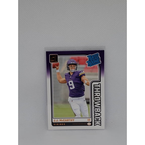2024 Panini Donruss Throwback J.J. McCarthy #2 Minnesota Vikings Football Card Minnesota Vikings NFL Football Trading Card