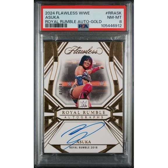 2024 Panini Flawless WWE Flawless Royal Rumble Autographs Gold Asuka #RRASK PSA 8