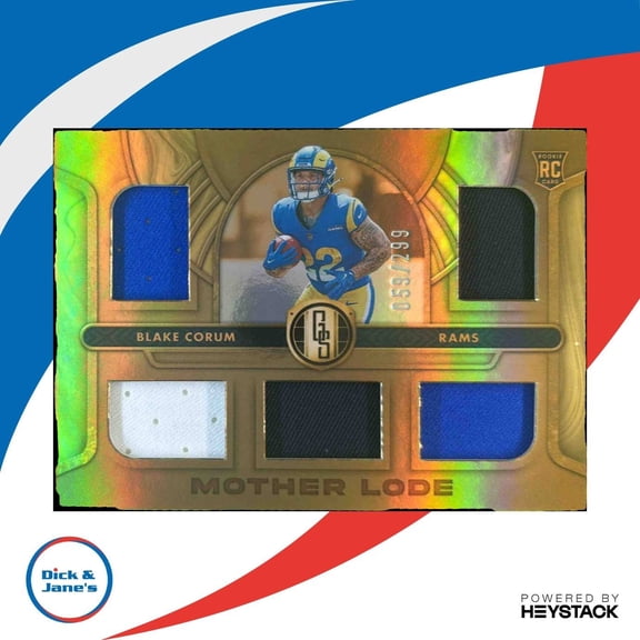 2024 Panini Gold Standard Blake Corum Mother Lode FIVE PATCH /299 MEM RC Rams