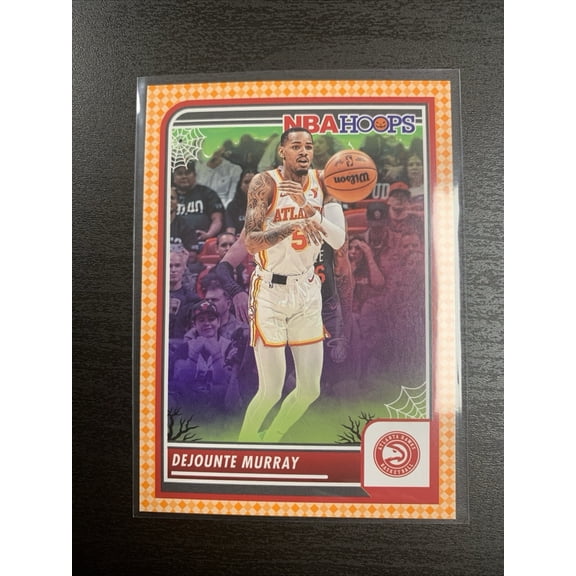 2024 Panini Haunted Hoops Dejounte Murray #10 Orange Haloween Short Print Halloween Parallel/Variety Spider Web Rookie H