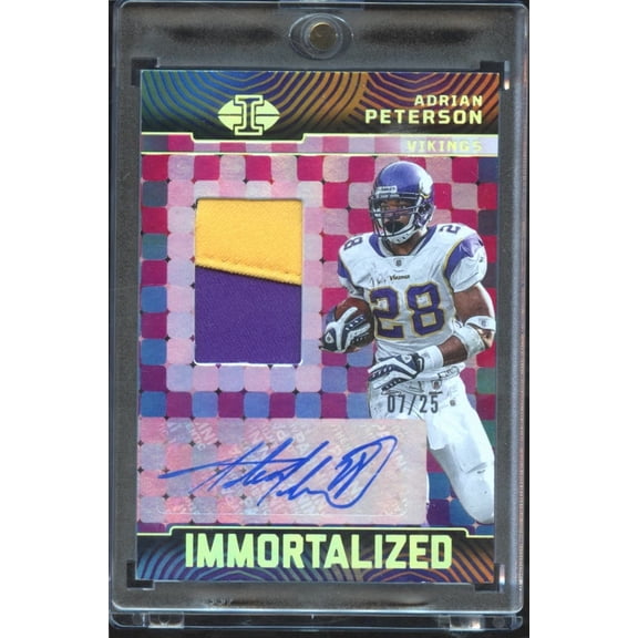 2024 Panini Illusions Immortalized Adrian Peterson IJA-APN /25 Patch Auto Memorabilia Minnesota Vikings NFL Autographed Football Trading Card