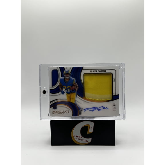 2024 Panini Immaculate Collection Blake Corum #PPRA-BCM /99 Premium Patch Rookie Autograph Los Angeles Rams NFL Autographed Football Trading Card