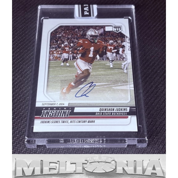 2024 Panini Instant NIL Quinshon Judkins #QJA Autographs Base SN AU NIL Ohio State Buckeyes NFL Autographed FOOTBALL Trading Card
