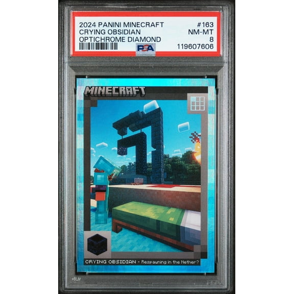 2024 Panini Minecraft Optichrome Diamond Crying Obsidian #163 /10 PSA 8