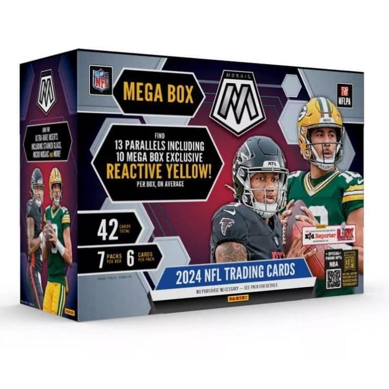 rare panini football cards 2024 Panini 2024 NFL Mosaic Football Trading Cards Mega Box, Reactive Yellow  Parallels, 7 Packs