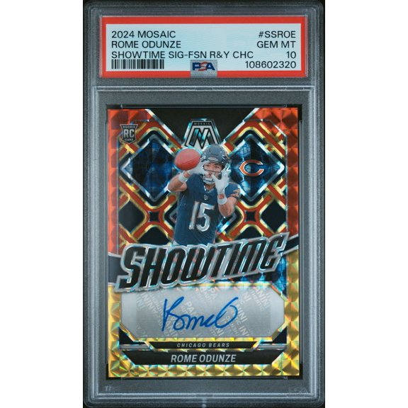 2024 Panini Mosaic Showtime Signatures Rome Odunze #SSROE FSN R&Y CHC PSA 10