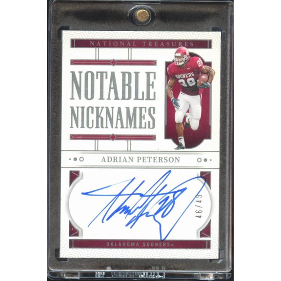 2024 Panini National Treasures Collegiate Notable Nicknames NN-AP Adrian Peterson Auto 46/49