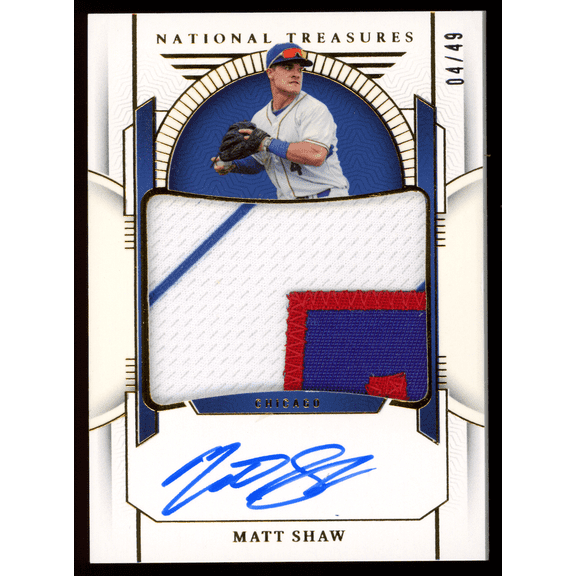 2024 Panini National Treasures Matt Shaw #PMS-MS 04/49 Rookie Patch Auto Memorabilia Chicago Cubs MLB Autographed Baseball Trading Card