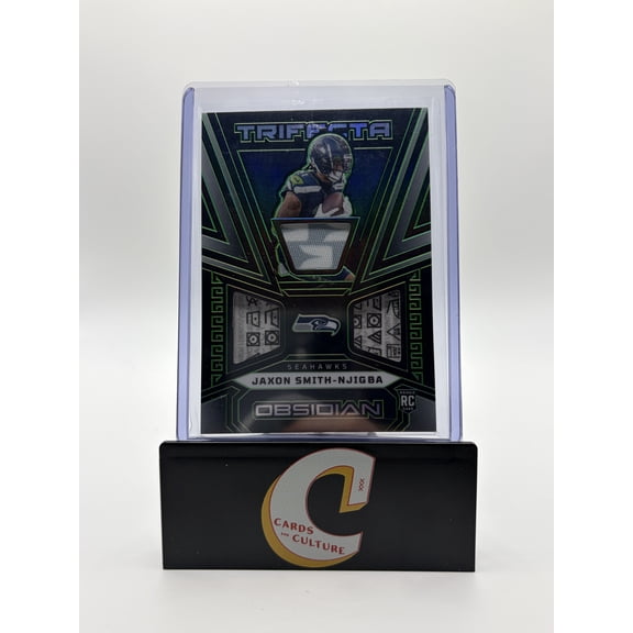 2024 Panini Obsidian Trifecta Jaxon Smith-Njigba #TRI-JSN /25 RC Triple Relic Seattle Seahawks NFL Football Trading Card