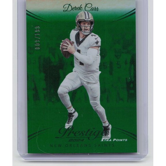 2024 Panini Prestige Derek Carr #210 Xtra Points Green 009/199 New Orleans Saints Football Card