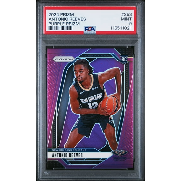 2024 Panini Prizm Antonio Reeves Purple SP Low Pop Rookie Basketball Trading Card #253 PSA 9 Pelicans