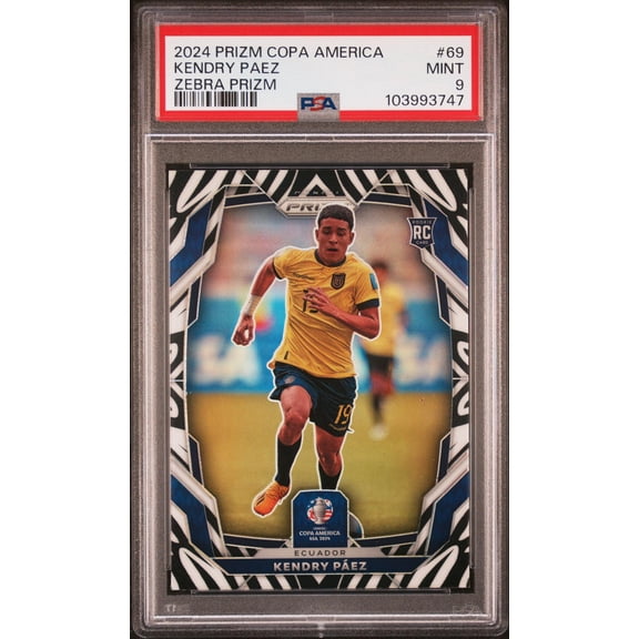 2024 Panini Prizm Conmebol Copa America Zebra Prizm Kendry Paez #69 PSA 9