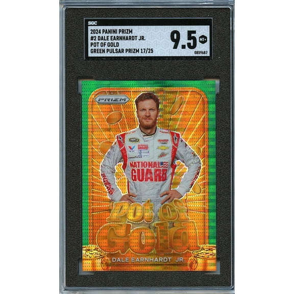 Graded 2024 Panini Prizm Dale Earnhardt Jr. #2 Green Pulsar SGC 9.5