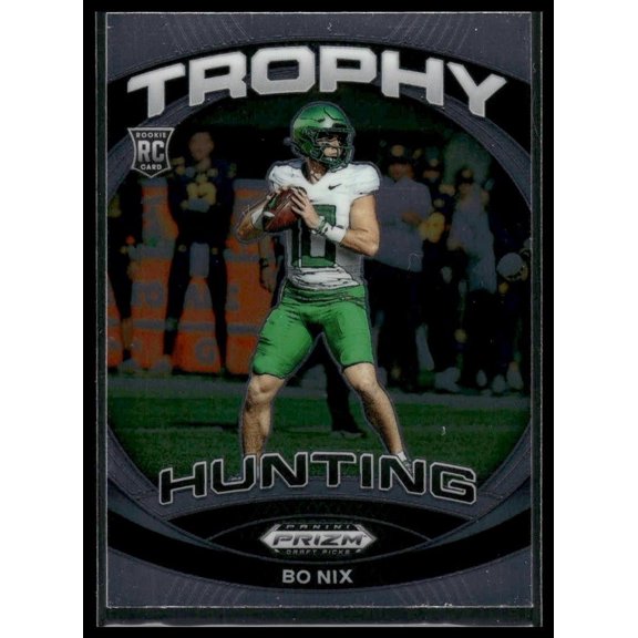 2024 Panini Prizm Draft Picks Bo Nix Trophy Hunting TH-BNX Oregon Ducks Football Card