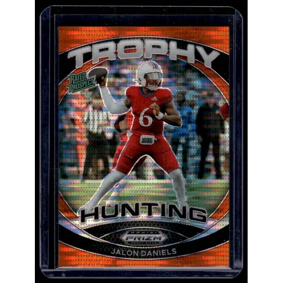 2024 Panini Prizm Draft Picks Jalon Daniels #TH-JDS Trophy Hunting Orange Pulsar SN