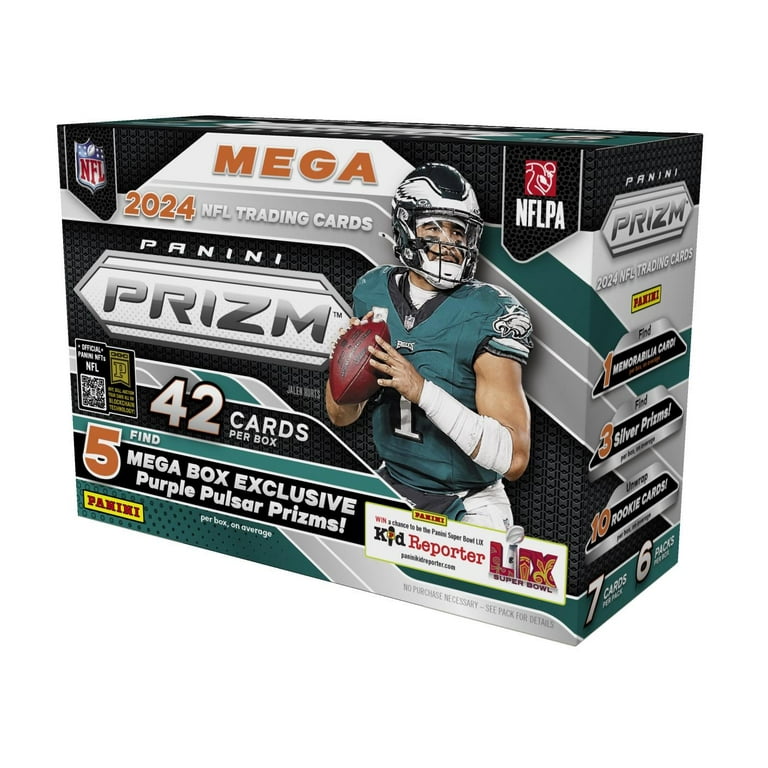 Panini 2024 Prizm Football Hobby Mega Box, 7 Cards per Pack, 6