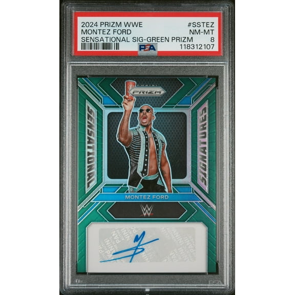 2024 Panini Prizm WWE Sensational Signatures Green Prizm Montez Ford #SSTEZ PSA 8