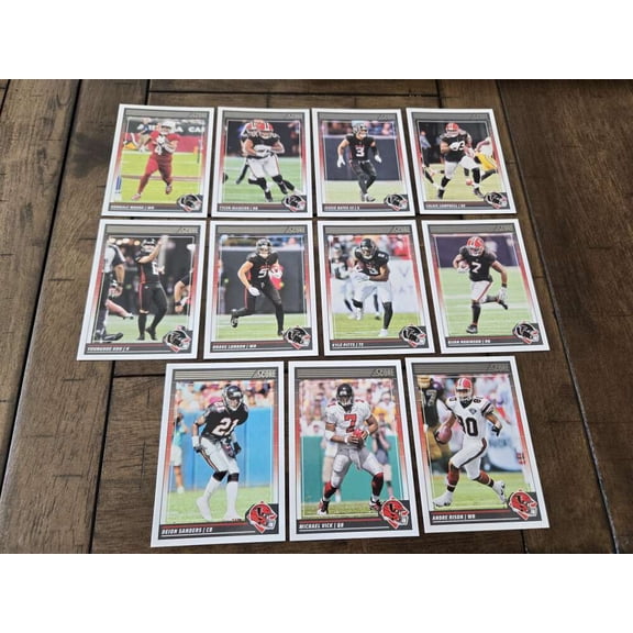 2024 Panini Score Atlanta Falcons Base No SP Veteran Team Set of 11 Cards: #4 Rondale Moore #10 Tyler Allgeier # All Cards Pack Fresh, Hand Co