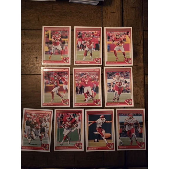 2024 Panini Score Kansas City Chiefs Base No SP Veteran Team Set of 10 Cards:    #136 Travis Kelce #137 Patrick Ma All Cards Pack Fresh, Hand Co