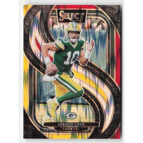 2024 Panini Select #172 Jordan Love Black & Red Prizm Shock Green Bay Packers Football Card Green Bay Packers NFL FOOTBALL Trading Card