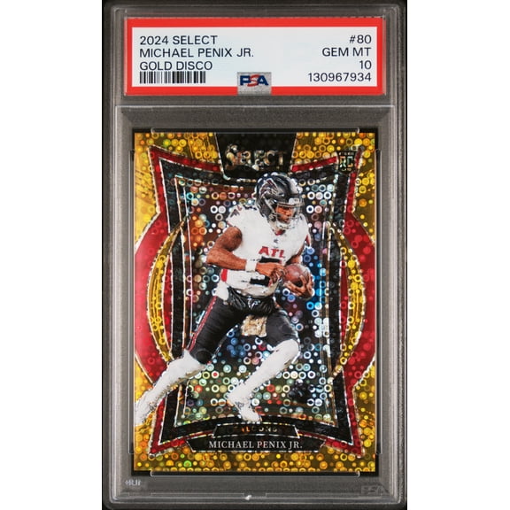 2024 Panini Select Michael Penix JR. #80 Gold Disco /10 Rookie PSA 10