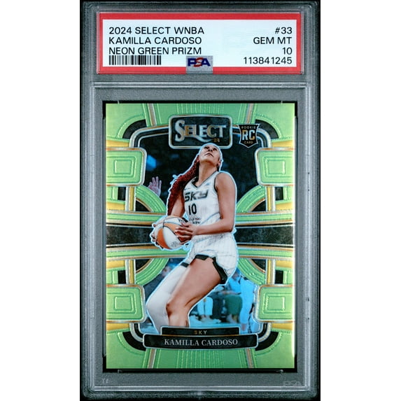 2024 Panini Select WNBA Neon Green Prizm Kamilla Cardoso #33 /75 PSA 10