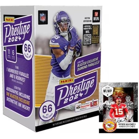 2024 Panini PRESTIGE Football Card Sealed Blaster Box, 66 Card - Plus Novelty Mahomes Card