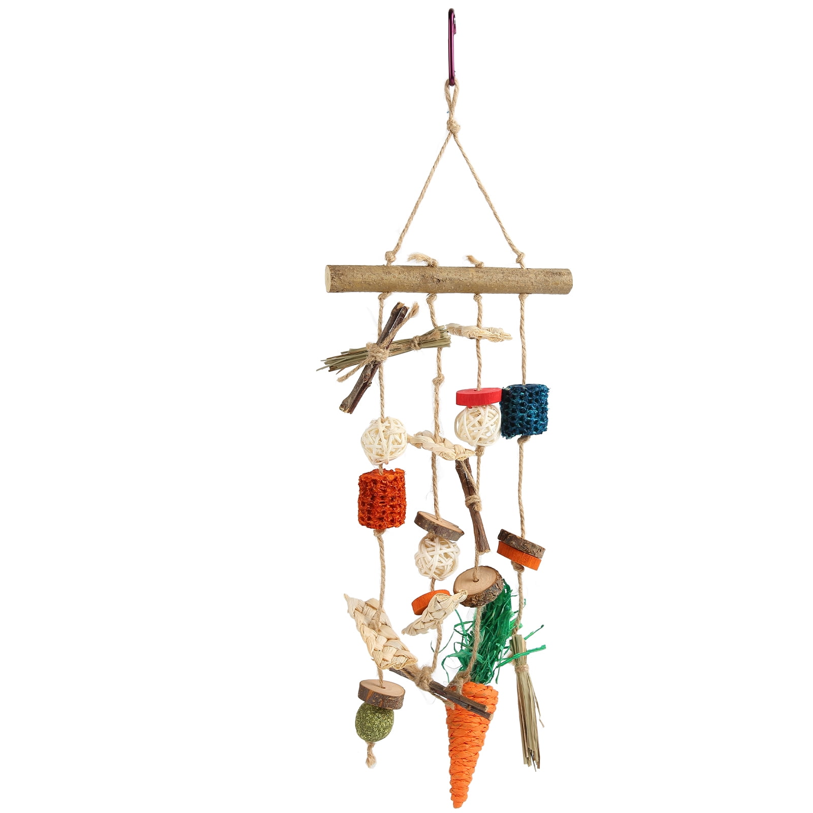 2024 Parrot Rattan Bamboo Toy Safe Nibbling Parrot Chewing Hanging Toy