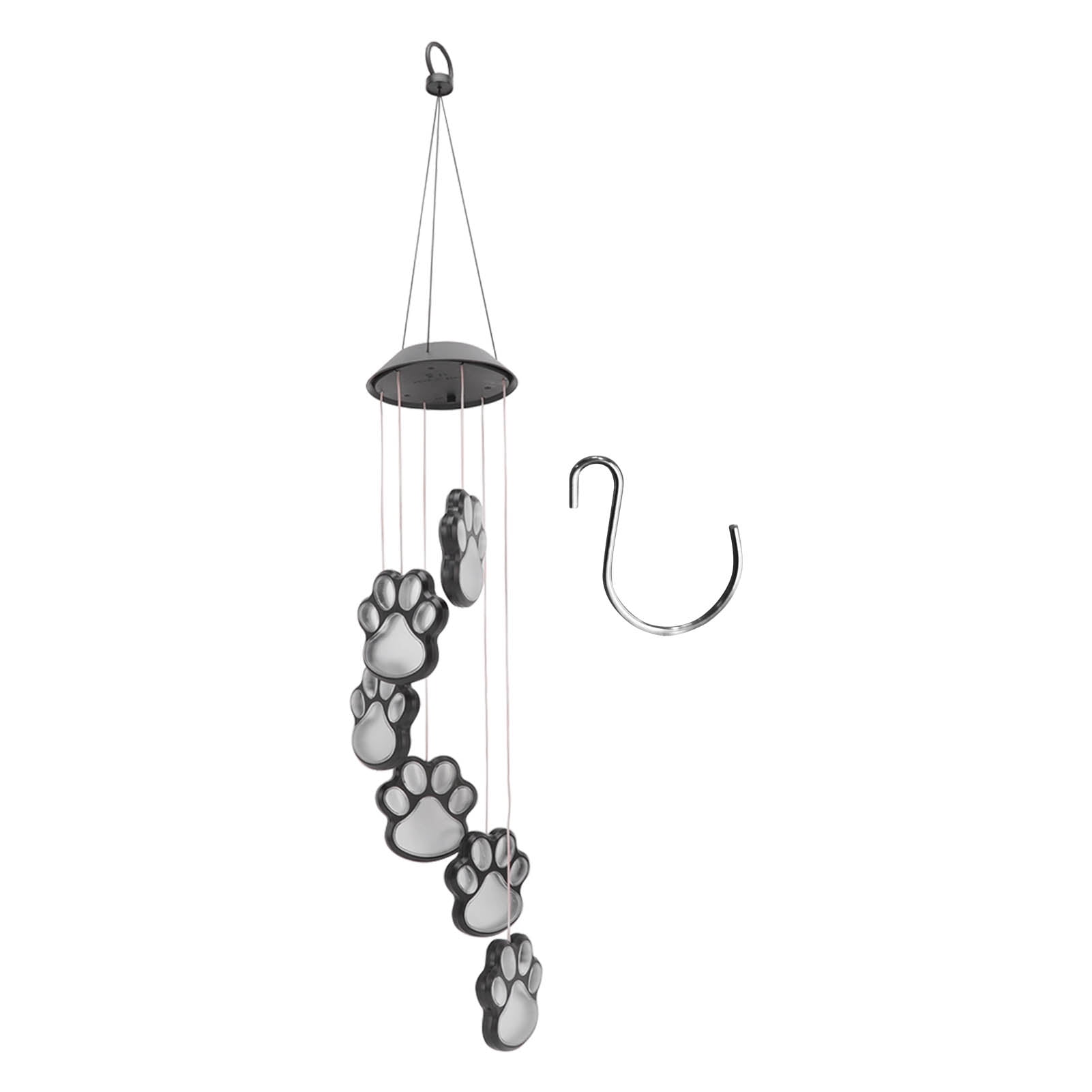 2024 Paw Print Solar Wind Chimes Solar Powered Dog Paw Print Windchimes
