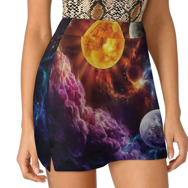 2024 Peculiar Space Print Skirt Women Little Planets Cute Mini Skirts High waisted Custom Aesthetic Casual Skirt Big Size 3XL 4XL