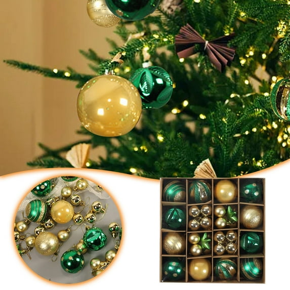 2024 Personalized Christmas Ball Ornaments Sets Colorful Christmas Shaped Assembly Pendant Bronze 42PCS