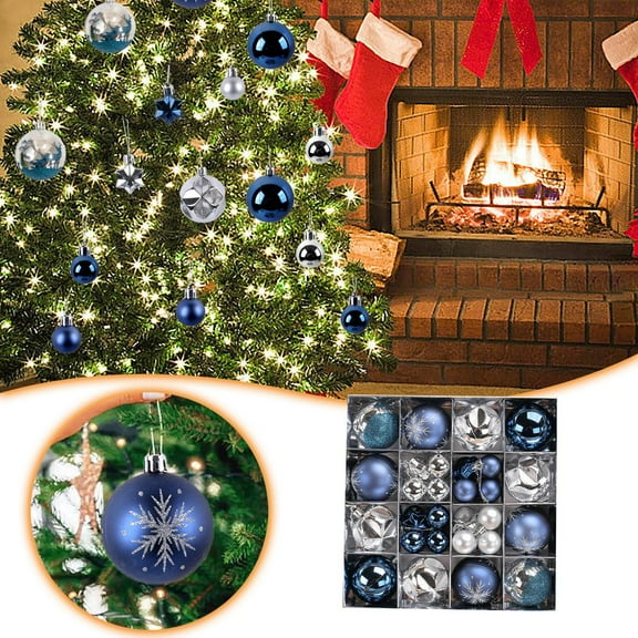2024 Personalized Christmas Ball Ornaments Sets Electroplating Special Shaped Christmas Decorations Christmas Tree Hanging Painted Christmas Pendant Blue Silver