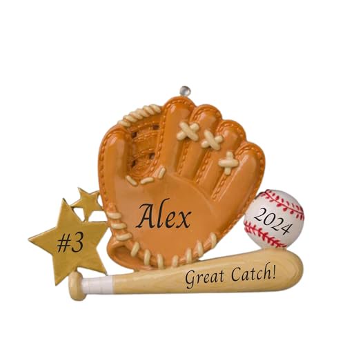 2024 Personalized Christmas Tree Ornament for Baseball Lovers - Baseball Glove Bat and Ball Customized Merry Christmas Ornament - Keepsake for Baseball Players-Free Customization