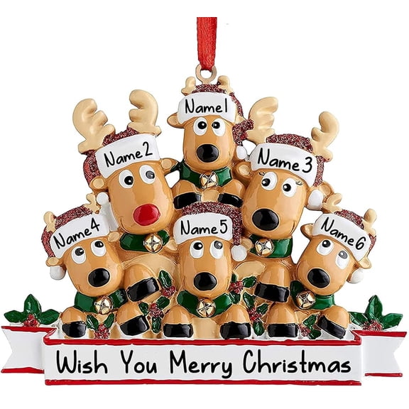 2024 Personalized Deer Christmas Ornaments Family of 3,4,5,6,7,8 Custom Name Reindeer Xmas Ornament, Christmas Decoration Gifts