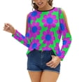 thumbnail image 1 of 2024 Pink Blue Hippie Flower Power Daisy Women'S T-Shirt New Fashion Printed Zipper V-Neck Short Sleeve T Shirts Casual Plus Size, 1 of 5