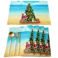 thumbnail image 1 of 2024 Placemat Blue Christmas Tree 4/6pcs Table Pad Mats for Dining Table Home Kitchen r Accessories Linen Coaster, 1 of 7