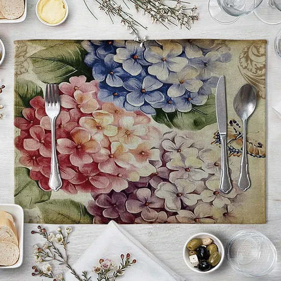 2024 Placemat Cartoon Colorful Bird Pattern Linen Fabric Table Mats Family Dinner Tableware Kitchen Table Mat