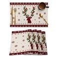 thumbnail image 1 of 2024 Placemat Christmas Tree Snowflake Elk Kitchen Dining Table r Accessories 4/6pcs Heat Resistant Linen Tableware Pads Mats, 1 of 7