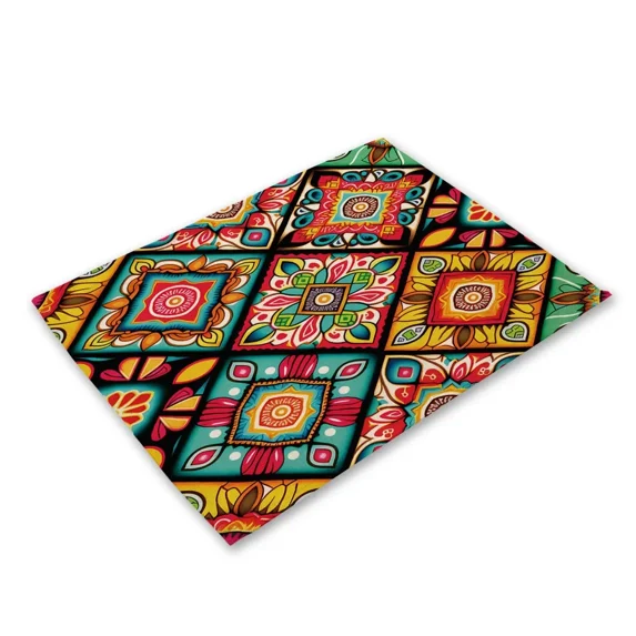 2024 Placemat Fashionable Retro Geometric Hotel Anti-skid Table Mat Digital Printing Western Food Mat Restaurant Home Proof Meal Mat