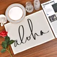 thumbnail image 1 of 2024 Placemat New Black And White Letters Kitchen r Table Mat Tableware Pad Drink Coaster Linen Cup Dinner Table cloth Mat, 1 of 7