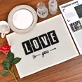 thumbnail image 1 of 2024 Placemat New Black And White Letters Kitchen r Table Mat Tableware Pad Drink Coaster Linen Cup Dinner Table cloth Mat, 1 of 7