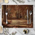 thumbnail image 1 of 2024 Placemat Yellow Forest in Autumn Pattern Linen Fabric Table Mats Family Dinner Tableware Kitchen Table Mat, 1 of 7