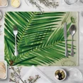 thumbnail image 1 of 2024 Placemats Table Kitchen Tableware Dinner Family Table Fabric Linen Plants Green Forest Rain Tropical, 1 of 7