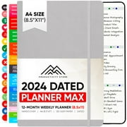 2024 Planner 8.5 x 11 Pro Max - Dated Planner 2024-2024 Calendar 12 Month Planner & Daily Planner 2024-2025 - Gray - A4 - Productivity Store