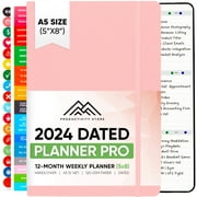 2024 Planner Pro 5.8 x 8.3 - Dated Planner 2024 Calendar 12 Month Planner, Weekly & Daily Planner 2024-2025 - A5 - Pink - Productivity Store