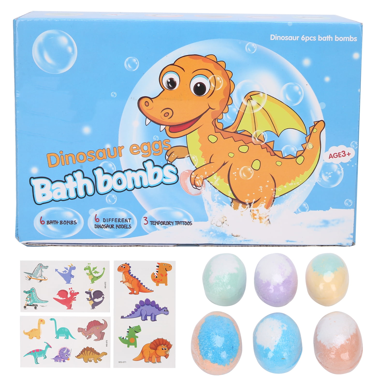 2024 Plant Essential Oil Bath Salt Ball Children Bubble Bath Ball Set Gift with Dinosaur Toy ...