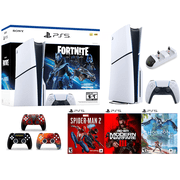 2024 PlayStation PS 5 Gaming Holiday Bundle: PS 5_Disc Console with Fortnite Cobalt Star + Spider-Man 2 + Modern Warfare III + Horizon + Wireless Controller + Charging Dock + 3pcs Controller Skins