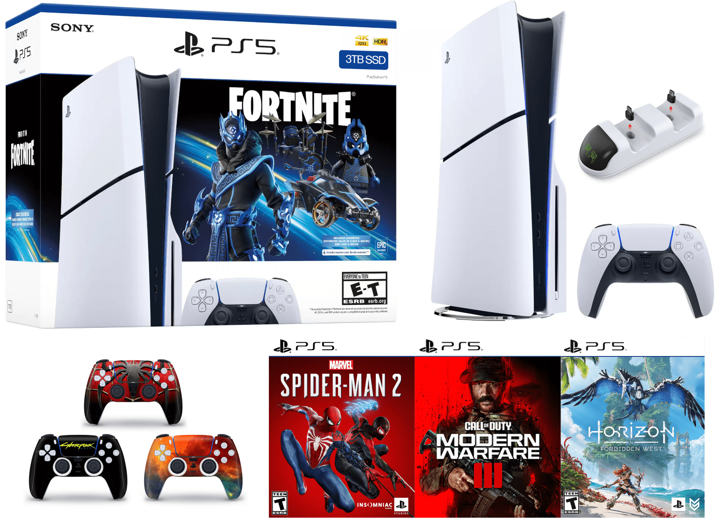 Nintendo Switch SONY PS5 1TB PlayStation PS5 Console 1TB SSD Disc, Spider-Man 2, Extra